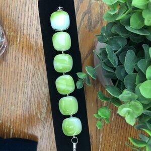 Vintage Light Green Panel Bracelet with Matching Ring.